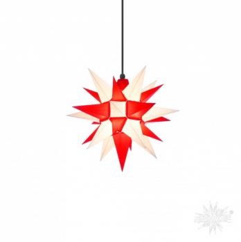 Herrnhuter Stern, SET Stern+Kabel, Außen, A4, 40cm, Weiß-Rot, Adventsstern, Weihnachtsstern