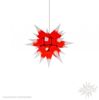 Herrnhuter Stern Innen, I4, 40cm, Weiß mit Rotem Kern, Adventsstern, Weihnachtsstern