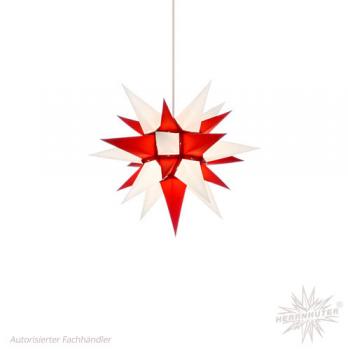 Herrnhuter Stern Innen, I4, 40cm, Weiß-Rot, Adventsstern, Weihnachtsstern