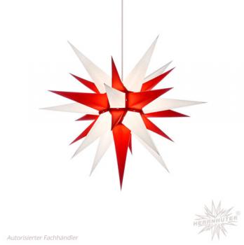 Herrnhuter Stern Innen, I6, 60cm, Weiß-Rot, Adventsstern, Weihnachtsstern