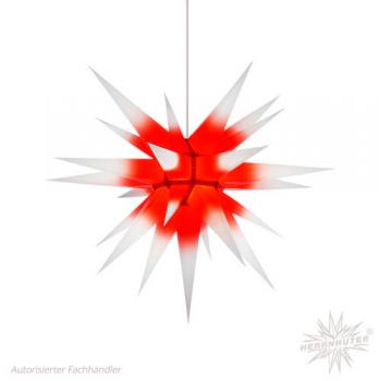 Herrnhuter Stern Innen, I7, 70cm, Weiß mit Rotem Kern, Adventsstern, Weihnachtsstern