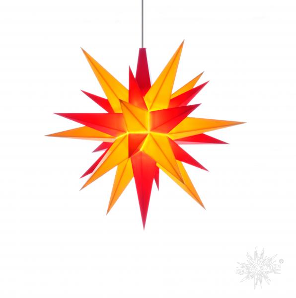 Herrnhuter Stern-Innen, 13cm, Gelb-Rot, Adventsstern, Weihnachtsstern, LED