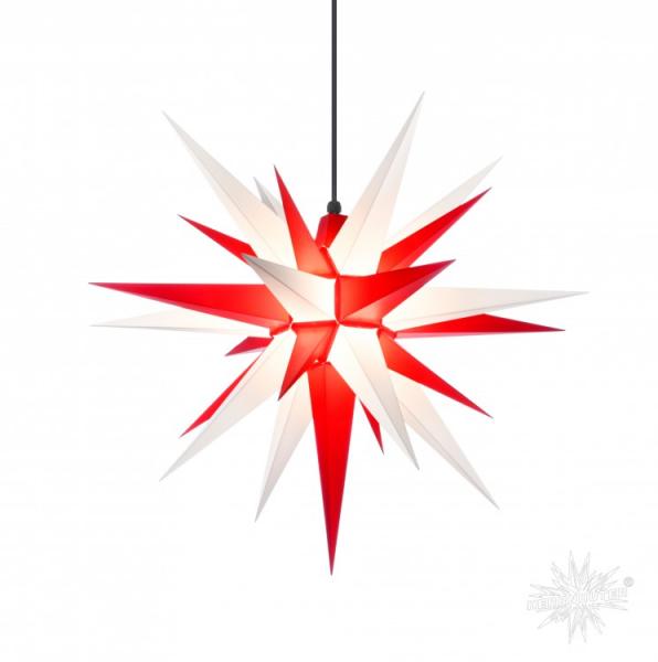Herrnhuter Stern, SET Stern+Kabel, Außen, A7, 70cm, Weiß-Rot, Adventsstern, Weihnachtsstern