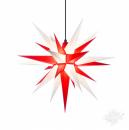 Herrnhuter Stern Außen, A7, 70cm, Weiß-Rot, Adventsstern, Weihnachtsstern